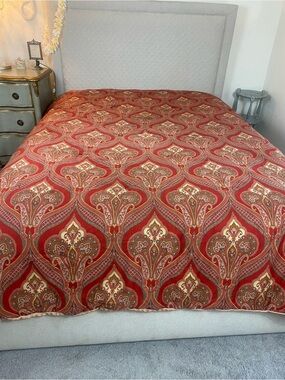 Charisma Red Paisley Comforter with Gold and Brown Accents Queen